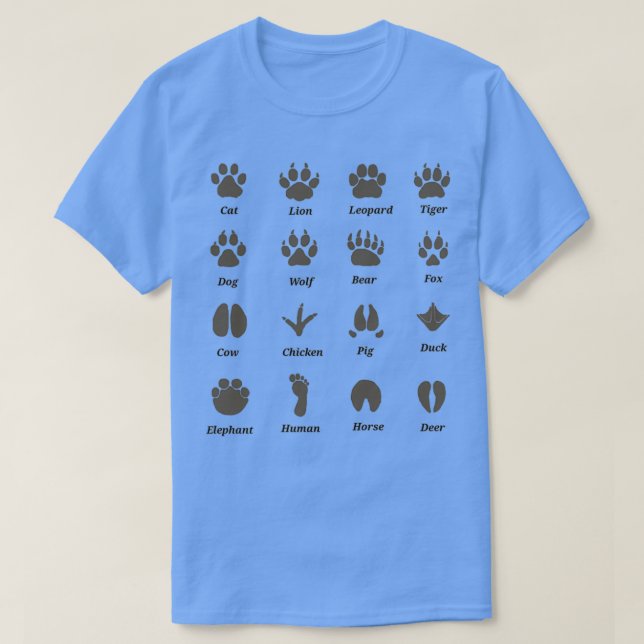 Animal Footprints Tracks Identification Guide 1 T-Shirt (Design Front)