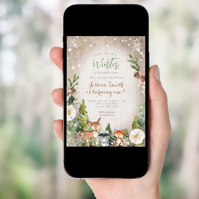 Animal Forest Rustic Onederland 1st birthday Invitation (Front Digital)