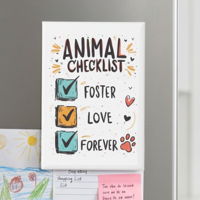 Animal Foster Checklist for Foster Fans Magnet (Animal foster supporter refrigerator magnet)