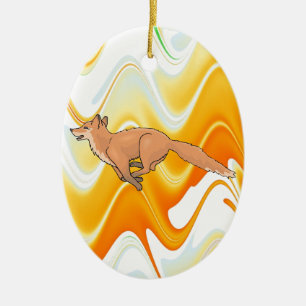 Animal Fox Forest Office Party Shower Digital Art Ceramic Ornament