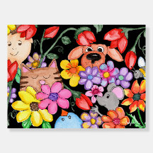 Animal Friends Among the Flowers