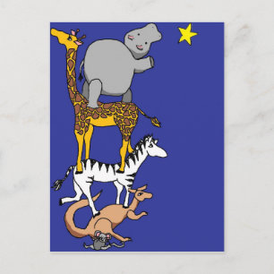 animal friends and a star postcard