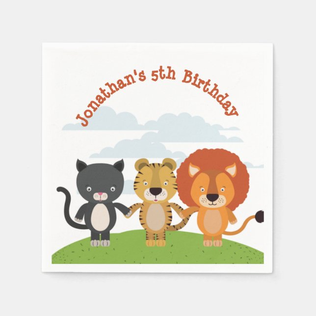 Animal Friends Birthday  Napkins (Front)