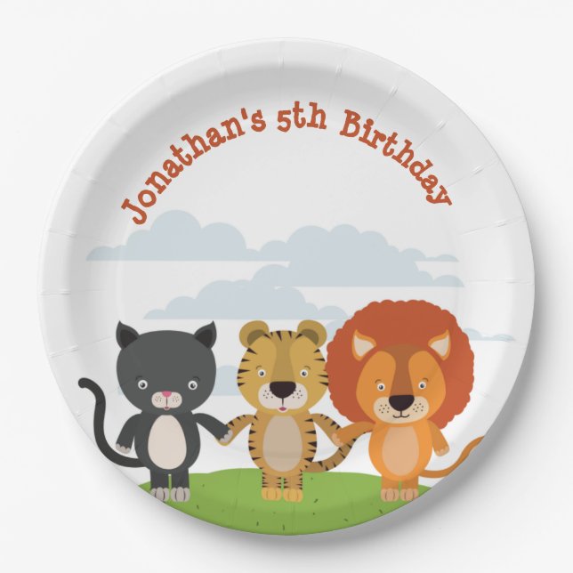 Animal Friends Birthday  Paper Plates (Front)
