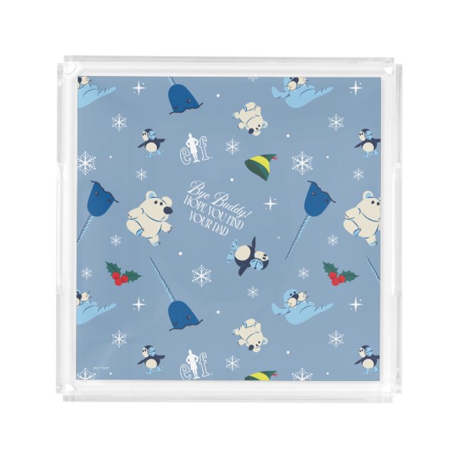 Animal Friends "Bye Buddy" Winter Pattern Acrylic Tray (Front)