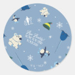 Animal Friends "Bye Buddy" Winter Pattern Classic Round Sticker