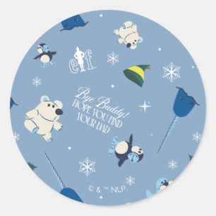 Animal Friends "Bye Buddy" Winter Pattern Classic Round Sticker
