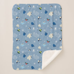 Animal Friends "Bye Buddy" Winter Pattern Sherpa Blanket
