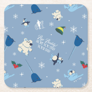 Animal Friends "Bye Buddy" Winter Pattern Square Paper Coaster