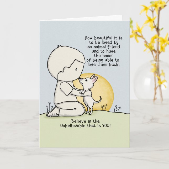 Animal Friends Card (Yellow Flower)