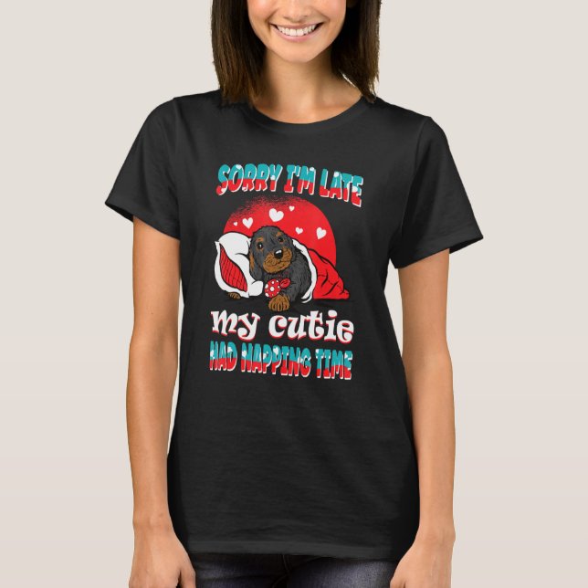 Animal Friends Puppy Ladybird Sorry I Am Late Wood T-Shirt (Front)
