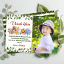 Animal Friends Zoo Party Greenery Birthday Photo Thank You Card