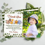 Animal Friends Zoo Party Greenery Birthday Photo Thank You Card<br><div class="desc">Animal Friends Zoo Party Greenery Birthday Photo Thank You Card</div>