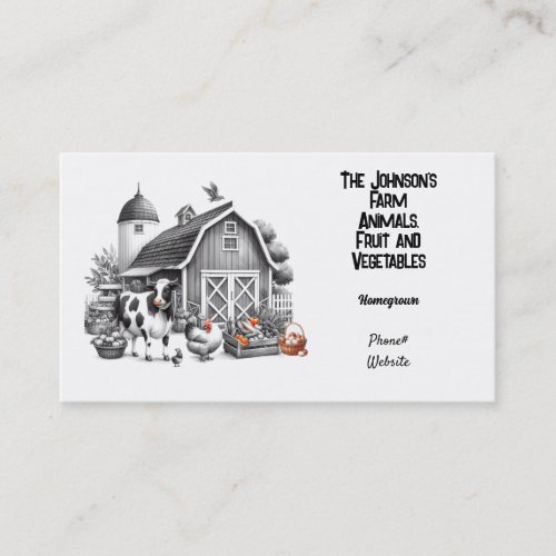 Animal Fruit and Veggie Farm Business Card