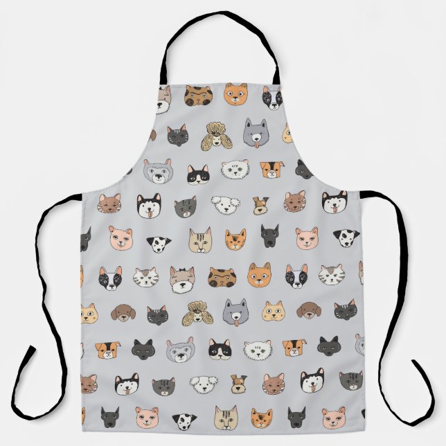 Animal Fun: Cats Dogs Doodle Mix Apron (Front)