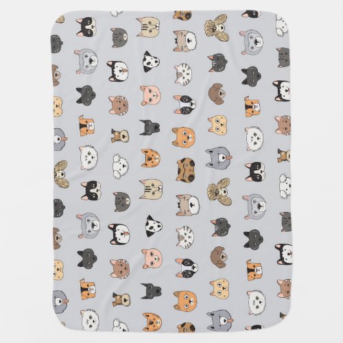 Animal Fun Cats Dogs Doodle Mix Baby Blanket