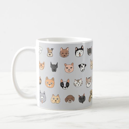 Animal Fun Cats Dogs Doodle Mix Coffee Mug