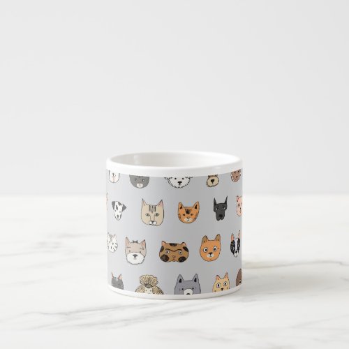 Animal Fun Cats Dogs Doodle Mix Espresso Cup