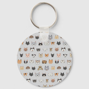 Animal Fun: Cats Dogs Doodle Mix Keychain