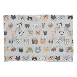 Animal Fun: Cats Dogs Doodle Mix Pillow Case