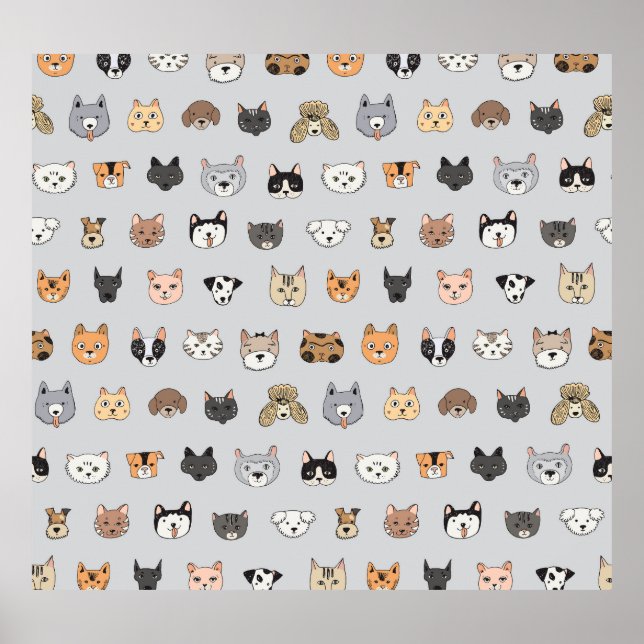 Animal Fun: Cats Dogs Doodle Mix Poster (Front)
