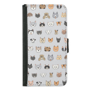 Animal Fun: Cats Dogs Doodle Mix Samsung Galaxy S5 Wallet Case