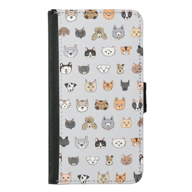 Animal Fun: Cats Dogs Doodle Mix Samsung Galaxy Wallet Case (Front)