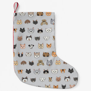 Animal Fun: Cats Dogs Doodle Mix Small Christmas Stocking