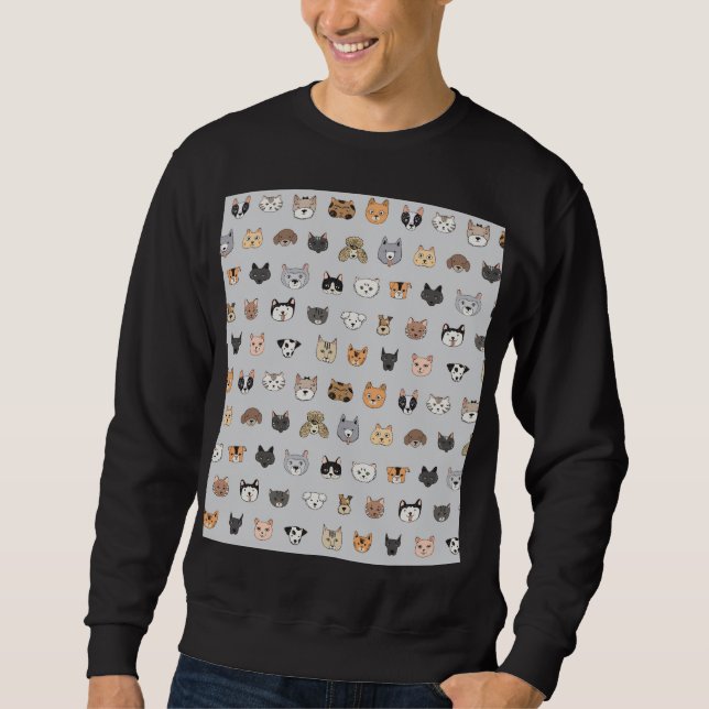 Animal Fun: Cats Dogs Doodle Mix Sweatshirt (Front)