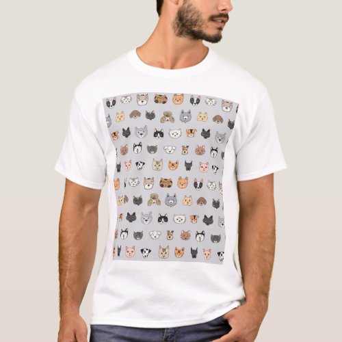 Animal Fun Cats Dogs Doodle Mix T_Shirt