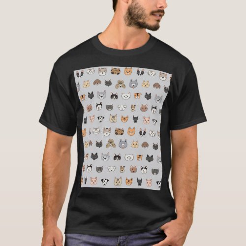 Animal Fun Cats Dogs Doodle Mix T_Shirt