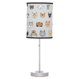 Animal Fun: Cats Dogs Doodle Mix Table Lamp