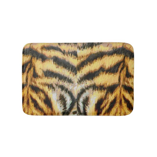 Animal Fur Texture Tiger Print Mammal Wild Themed Bathroom Mat (Front)