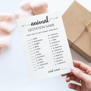 Animal Gestation with Answers Baby Shower Card