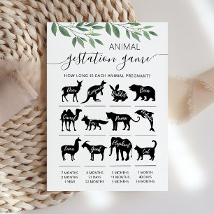 Animal Gestation with Answers Baby Shower Card