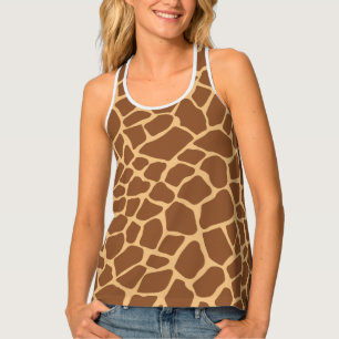 Animal Giraffe Pattern Brown and Yellow Tank Top