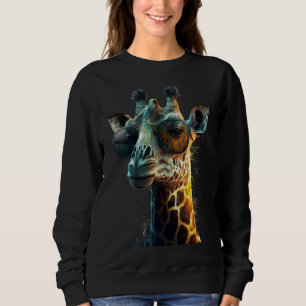 animal  giraffe with stylish sunglasses sweatshirt