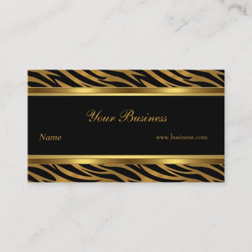 Animal Gold Black Stripe Elegant Classy 2 Business Card Templates