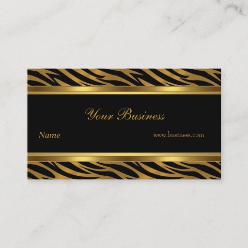 Customizable Animal Gold Black Stripe Elegant Classy 2 Business Card Templates