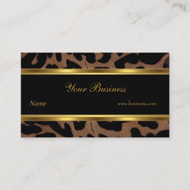 Animal Gold Black Stripe Elegant Classy 2 Business Card (Front)