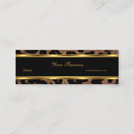 Customizable Animal Gold Black Stripe Elegant Classy Skinny Business Card Template