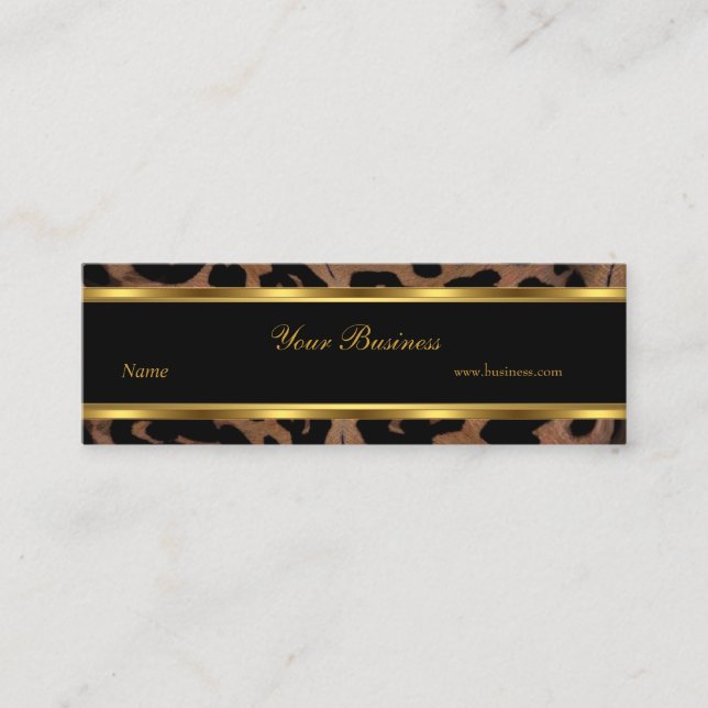 Animal Gold Black Stripe Elegant Classy Skinny Mini Business Card (Front)
