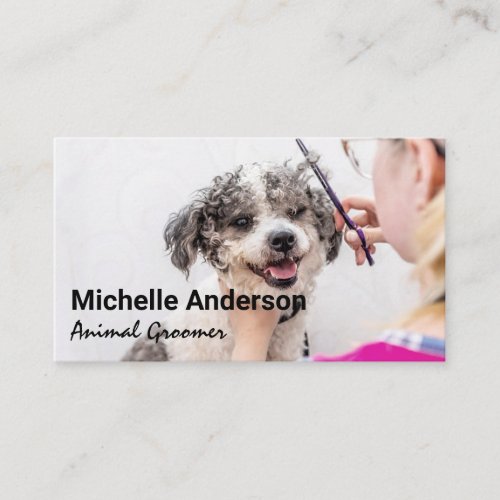Animal Groomer Cutting Dog Hair Business Card