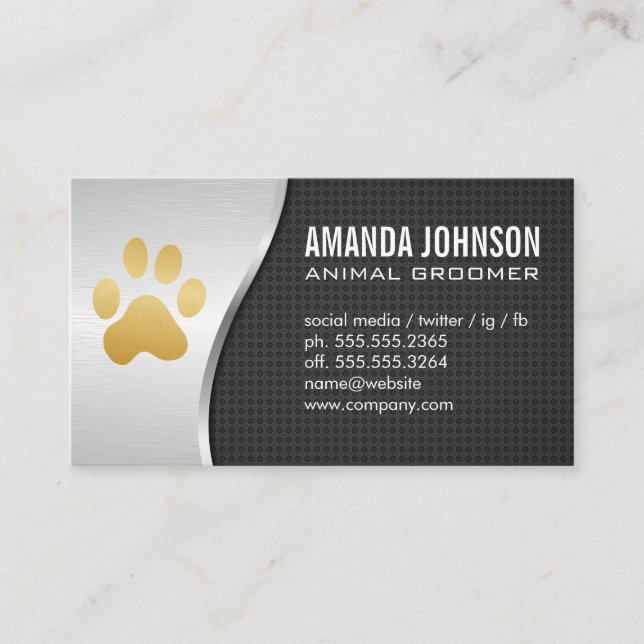 Animal Groomer Pet Paw Business Card (Front)