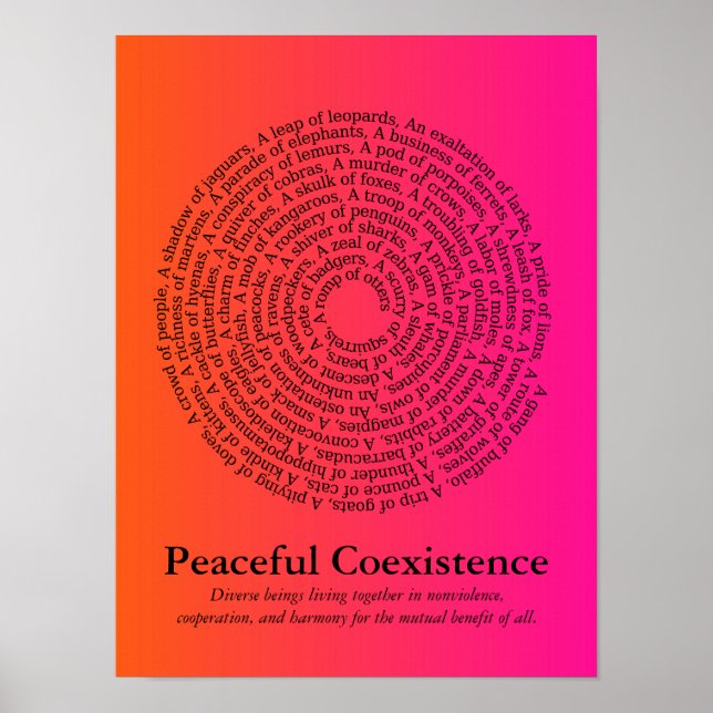 Animal Group Names/Peaceful Coexistence Poster (Front)