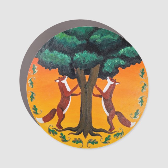 Animal Guide Hex Sign: Fox Car Magnet (Front)