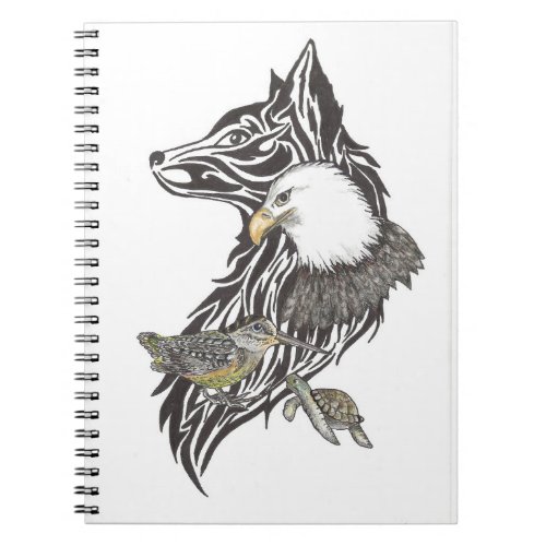 Animal guides of wolf woodcock eagle turtle notebook