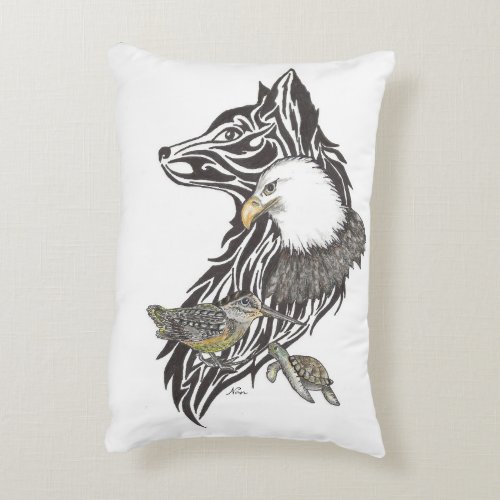 Animal Guides Wolf Woodcock Eagle Turtle Accent Pillow