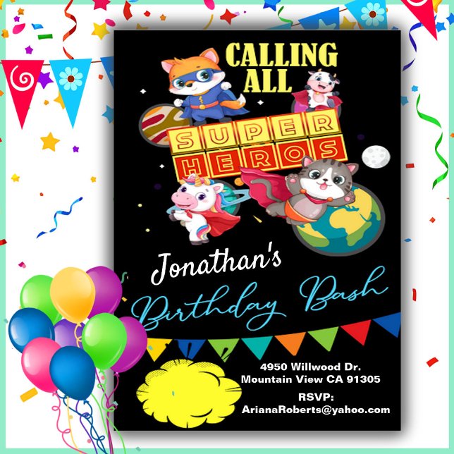  Animal Hero Boy Birthday Invitation (Creator Uploaded)