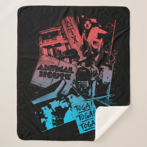 Animal House Collage Sherpa Blanket